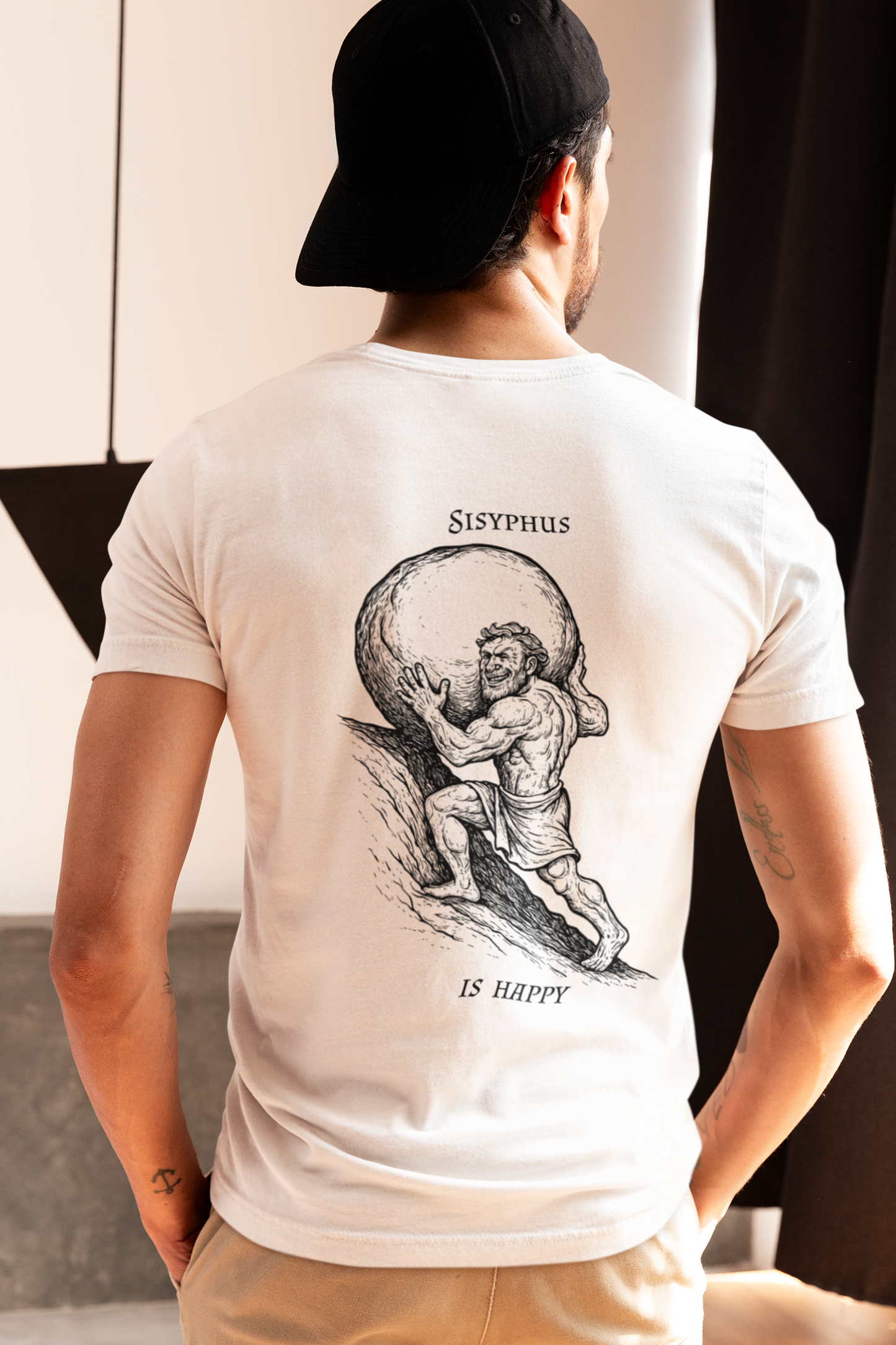 Sisyphus Is Happy - Mythical Strength Lineart Tee