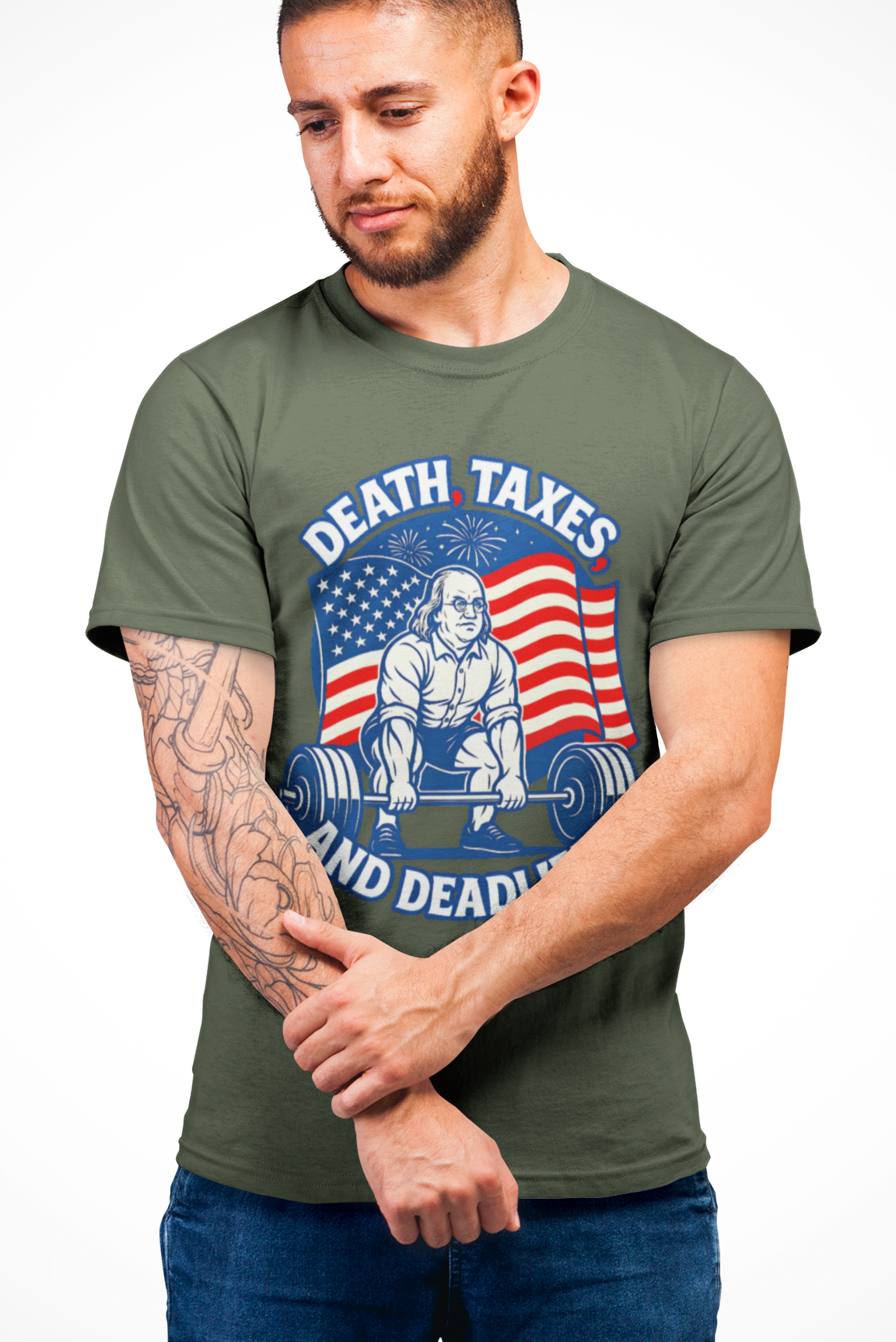 Death, Taxes, and Deadlifts - George Washington Patriotic Gym T-Shirt