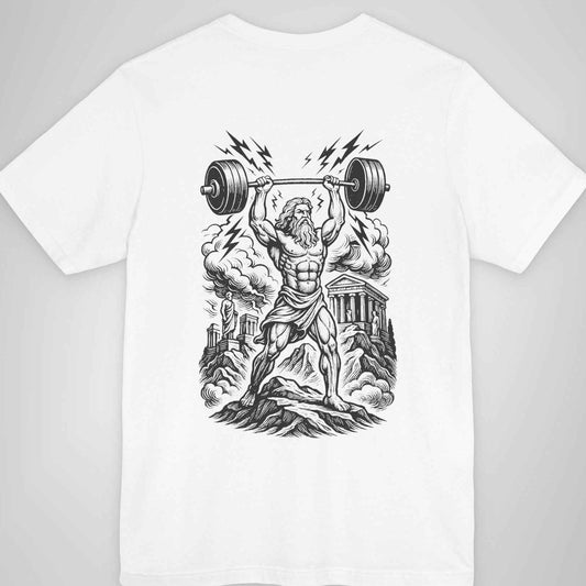 Zeus Press Tee - Olympus Power Lineart Shirt