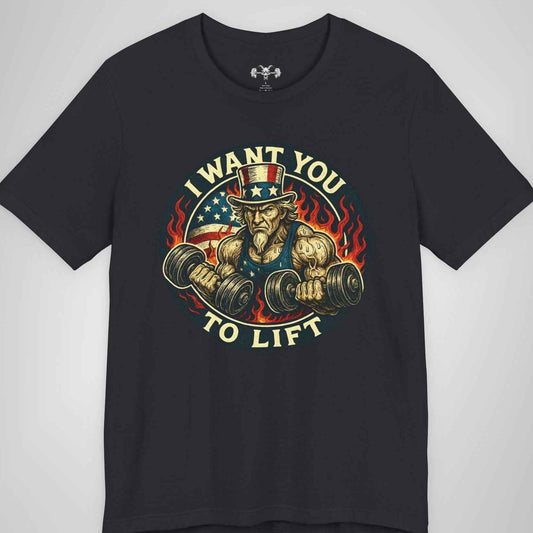 Uncle Sam Wants You To Lift Shirt - Patriotic Bodybuilding Graphic Tee