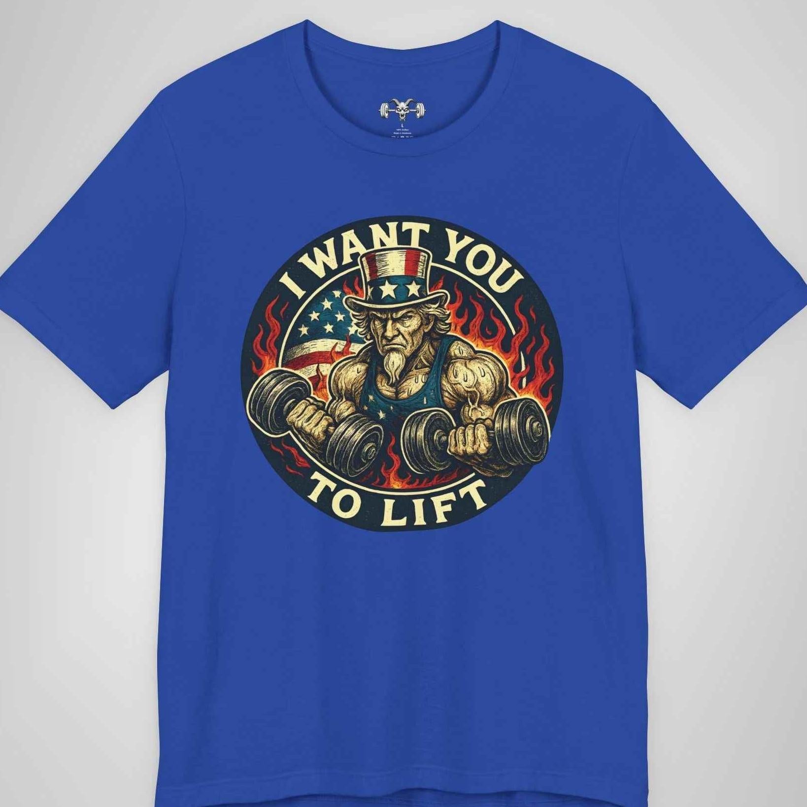 Uncle Sam Wants You To Lift Shirt - Patriotic Bodybuilding Graphic Tee