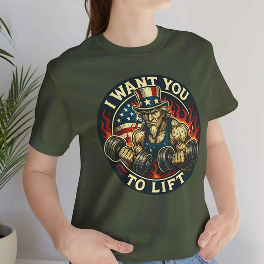 Uncle Sam Wants You To Lift Shirt - Patriotic Bodybuilding Graphic Tee