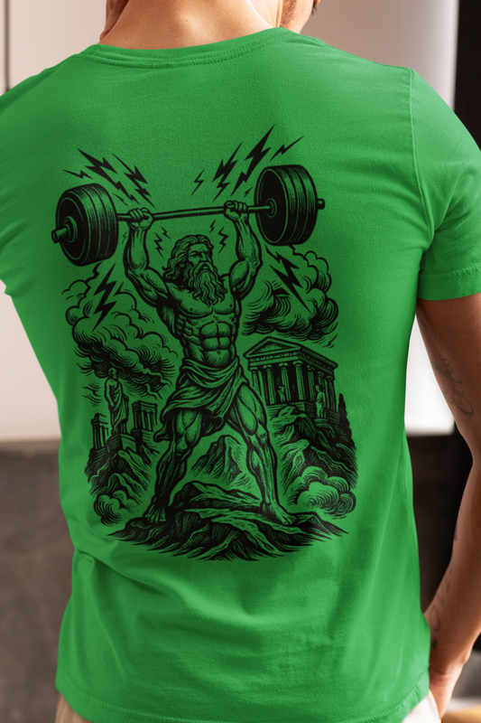 Zeus Press Tee - Olympus Power Lineart Shirt
