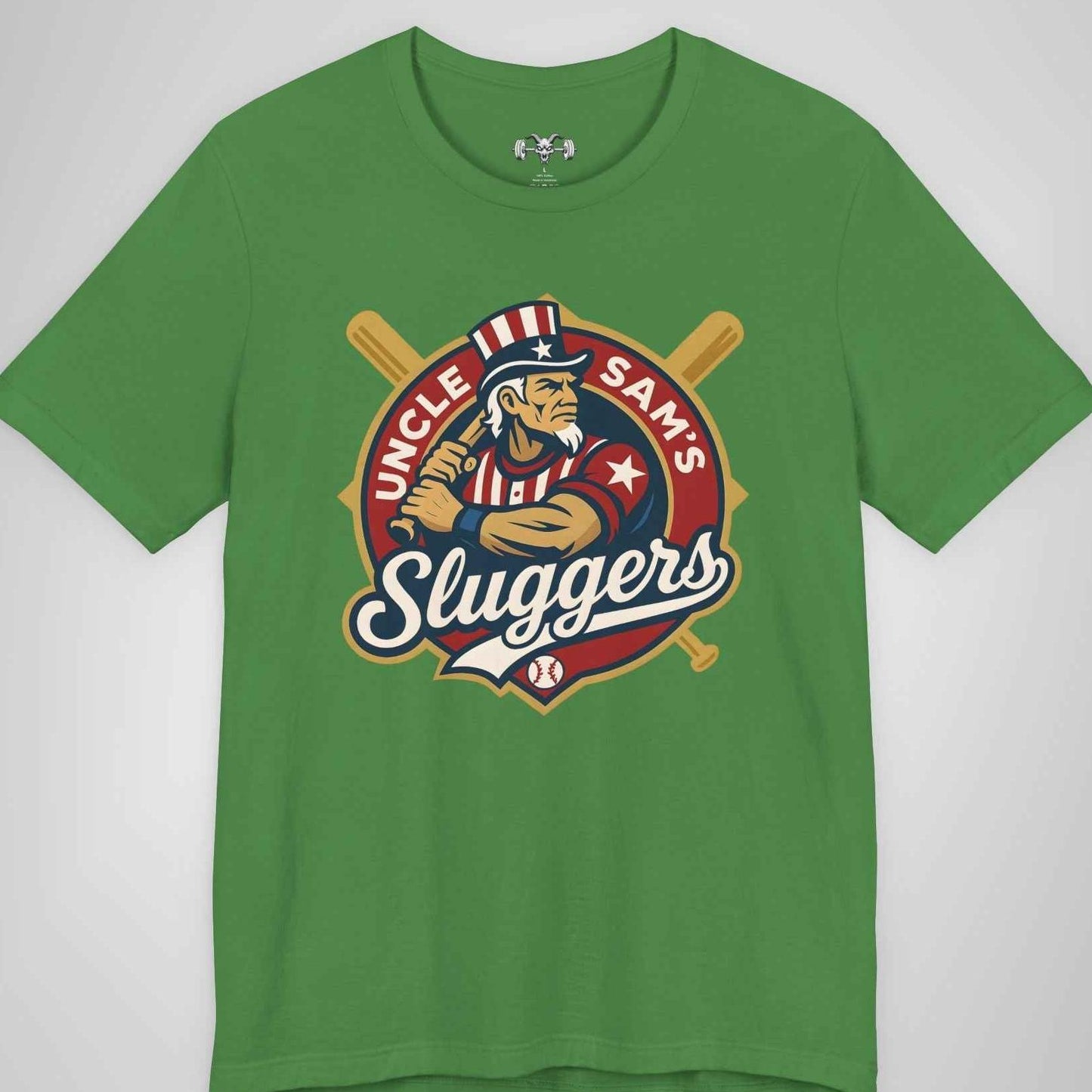 Uncle Sam’s Sluggers T-Shirt - Patriotic Gym Shirt with Retro Baseball Logo